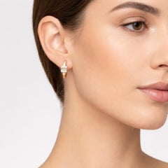 Square Diamond 14K (or 18k upon request) Yellow Gold Huggies Earrings