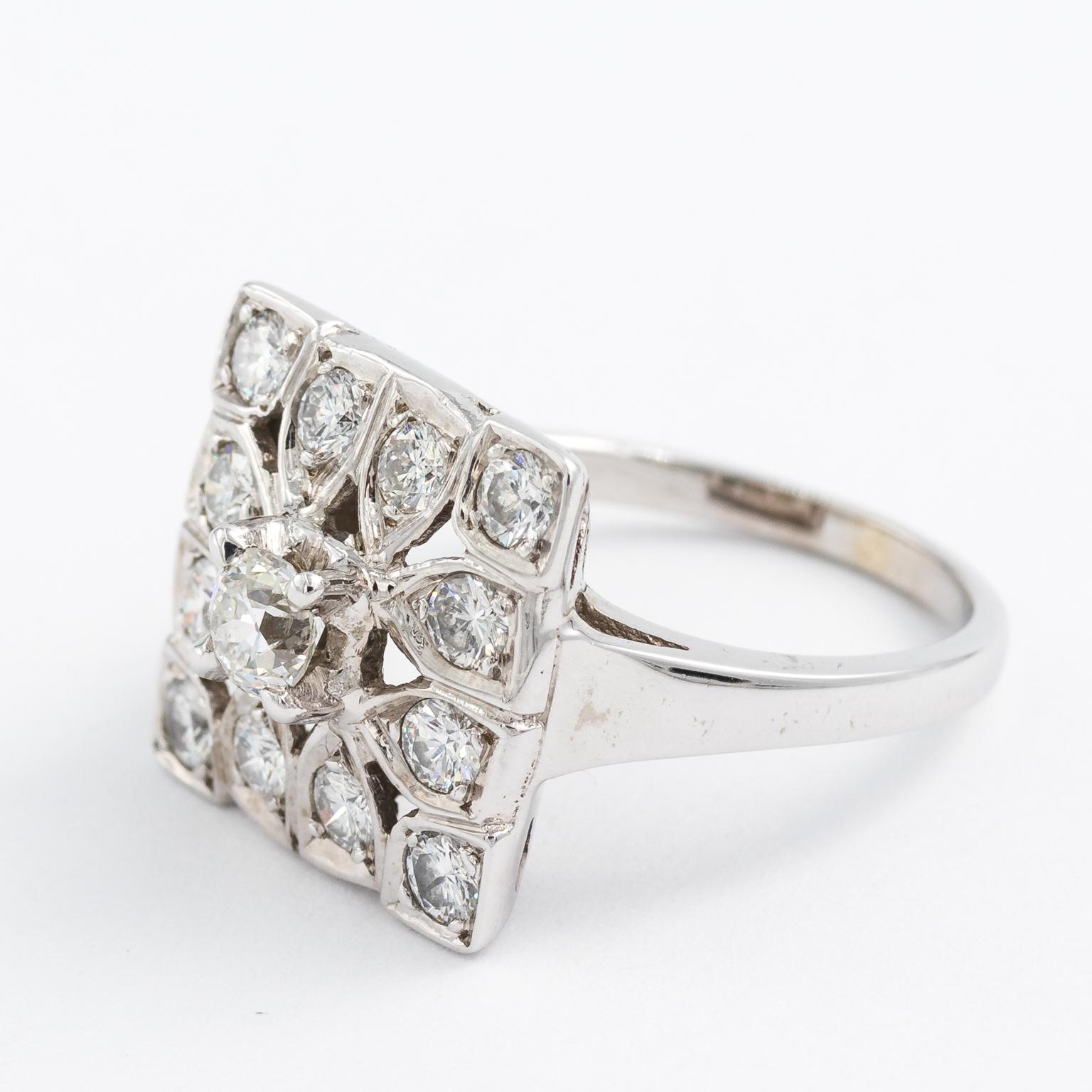 Square Diamond Cocktail Ring For Sale 8