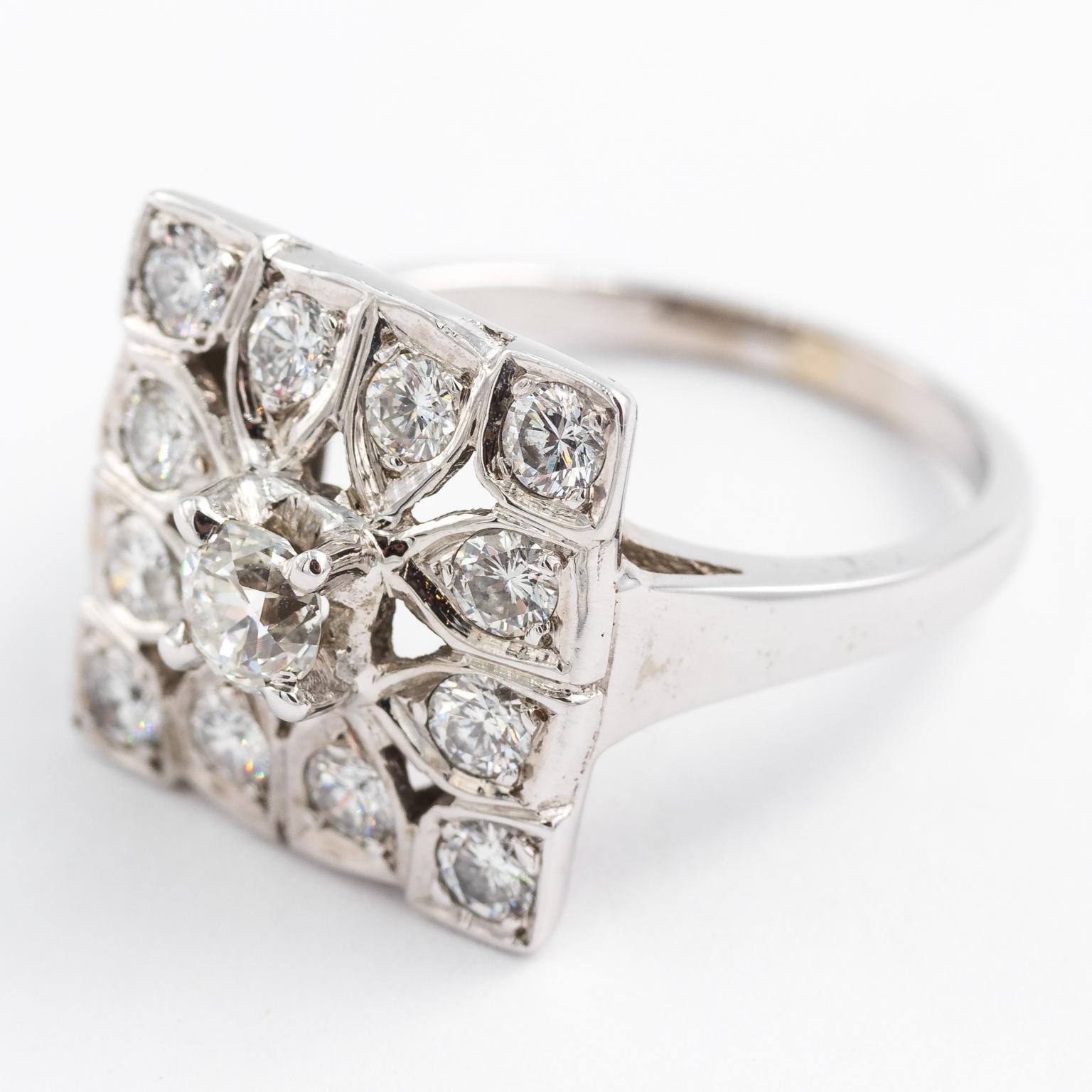 Modern Square Diamond Cocktail Ring For Sale