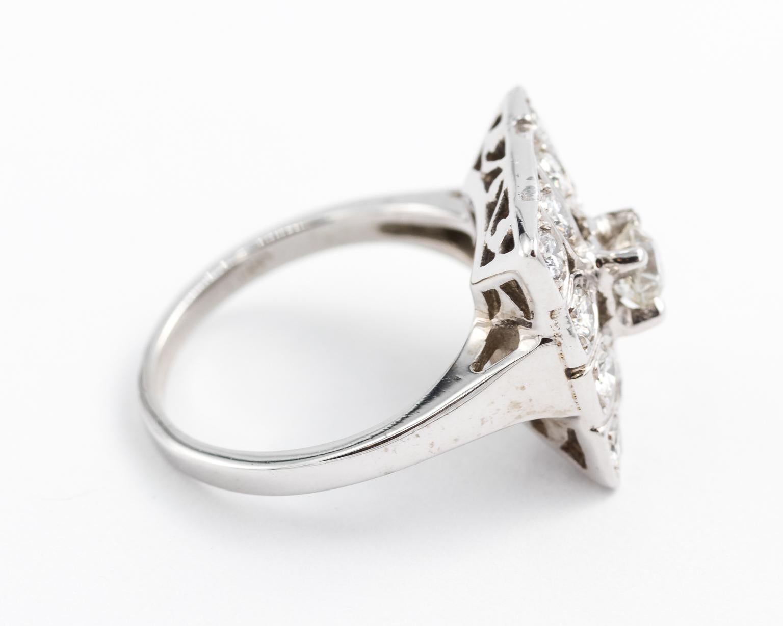 Square Diamond Cocktail Ring For Sale 1