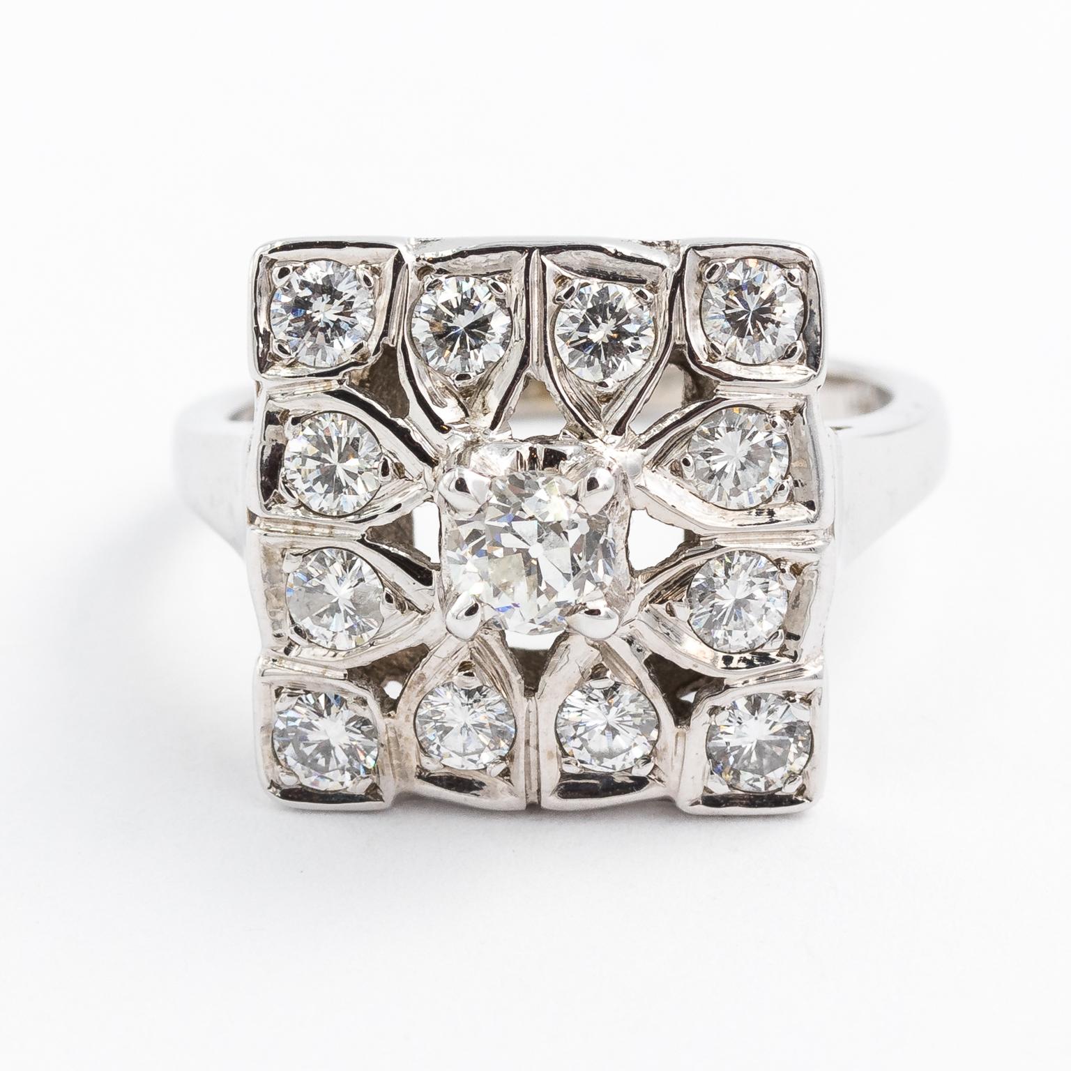 Square Diamond Cocktail Ring For Sale 2