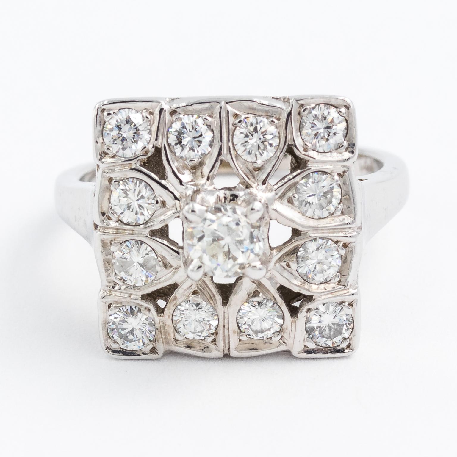 Square Diamond Cocktail Ring For Sale 3