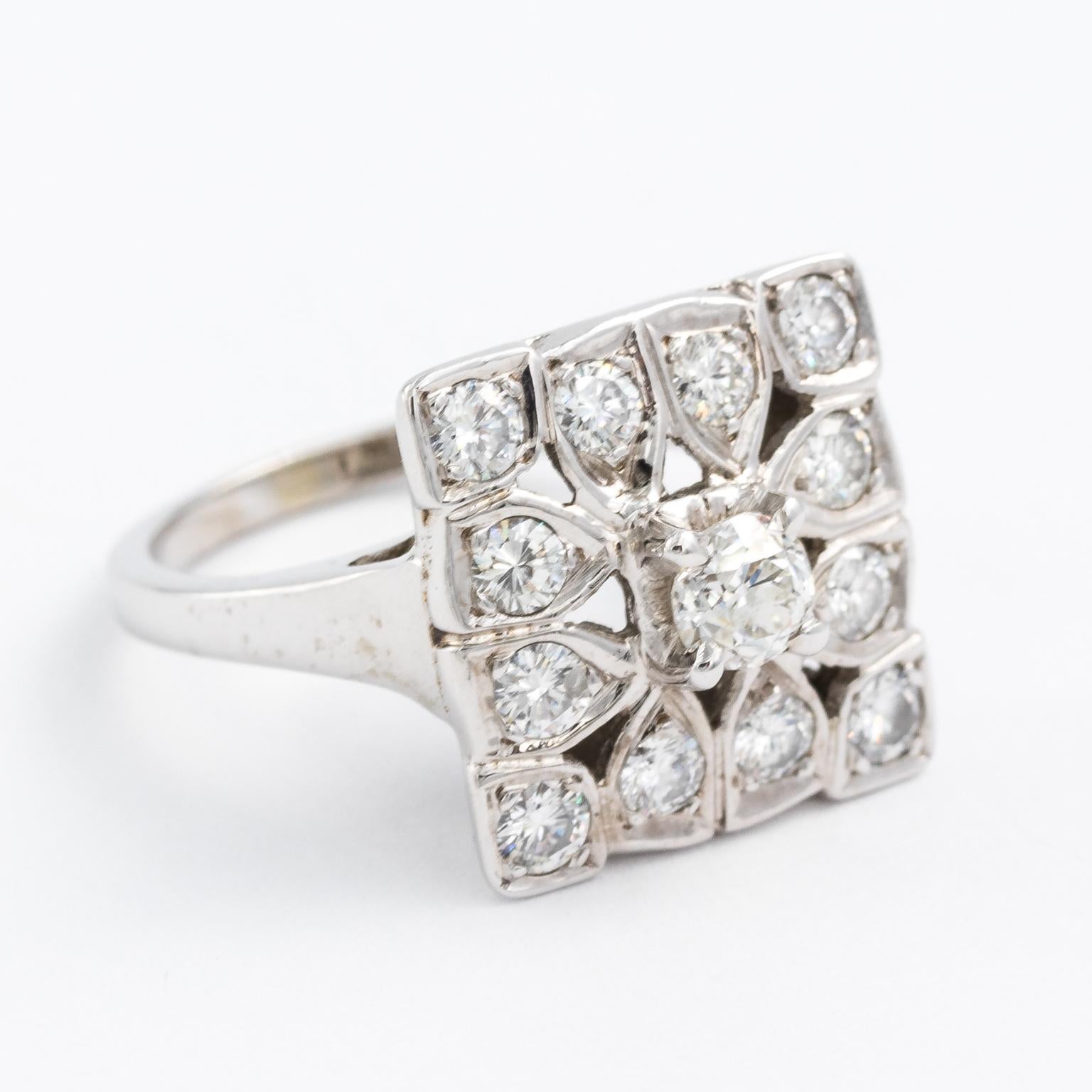 Square Diamond Cocktail Ring For Sale 4