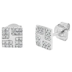 Square Diamond Earrings 14K White, Yellow, and Rose Gold