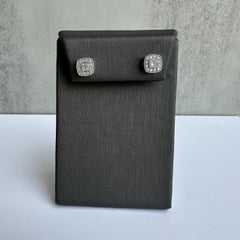 Pendientes Halo Diamante Cuadrado Oro Blanco 14K 0.34ctw Nuevo