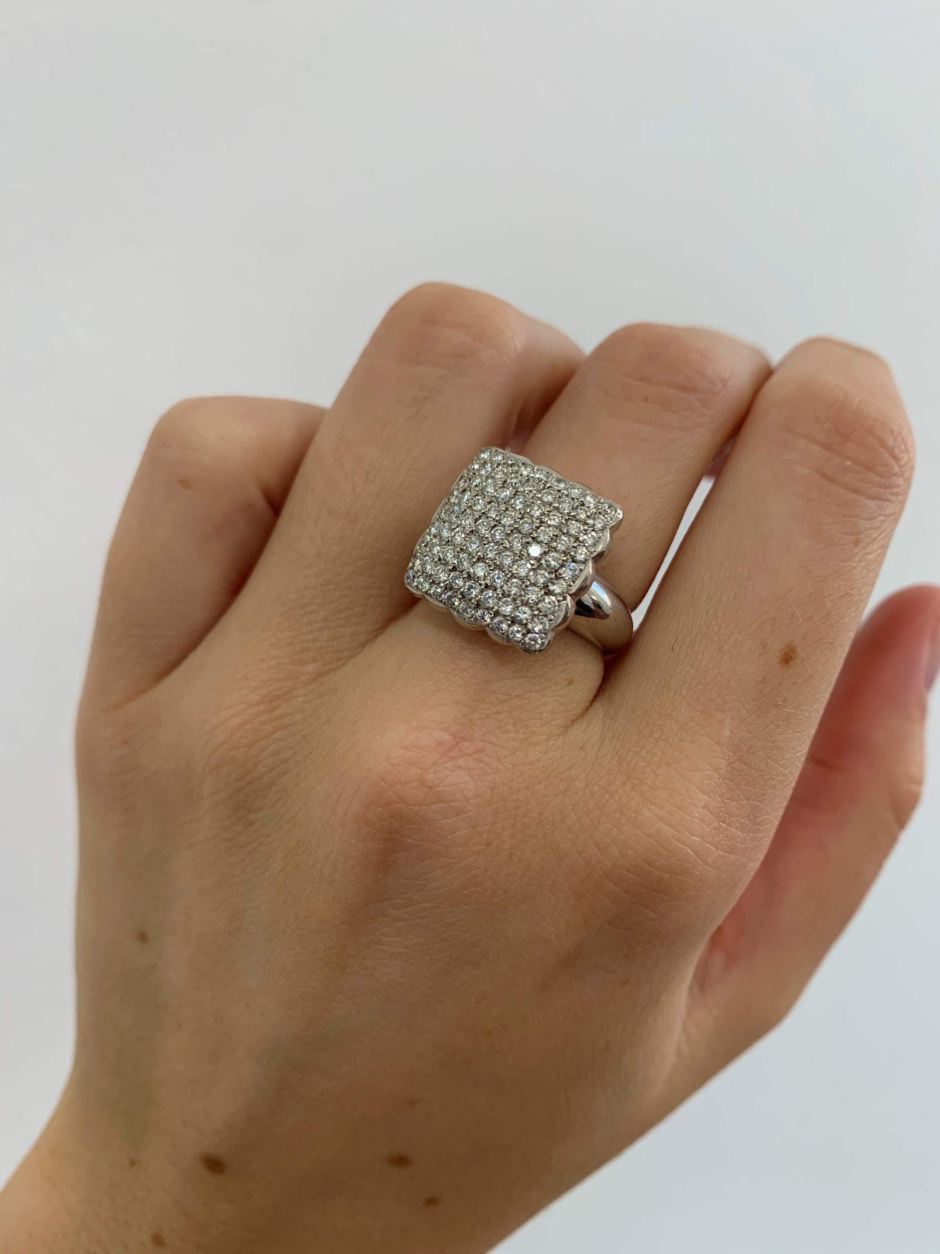 Round Cut Square Diamond Pave Ring For Sale