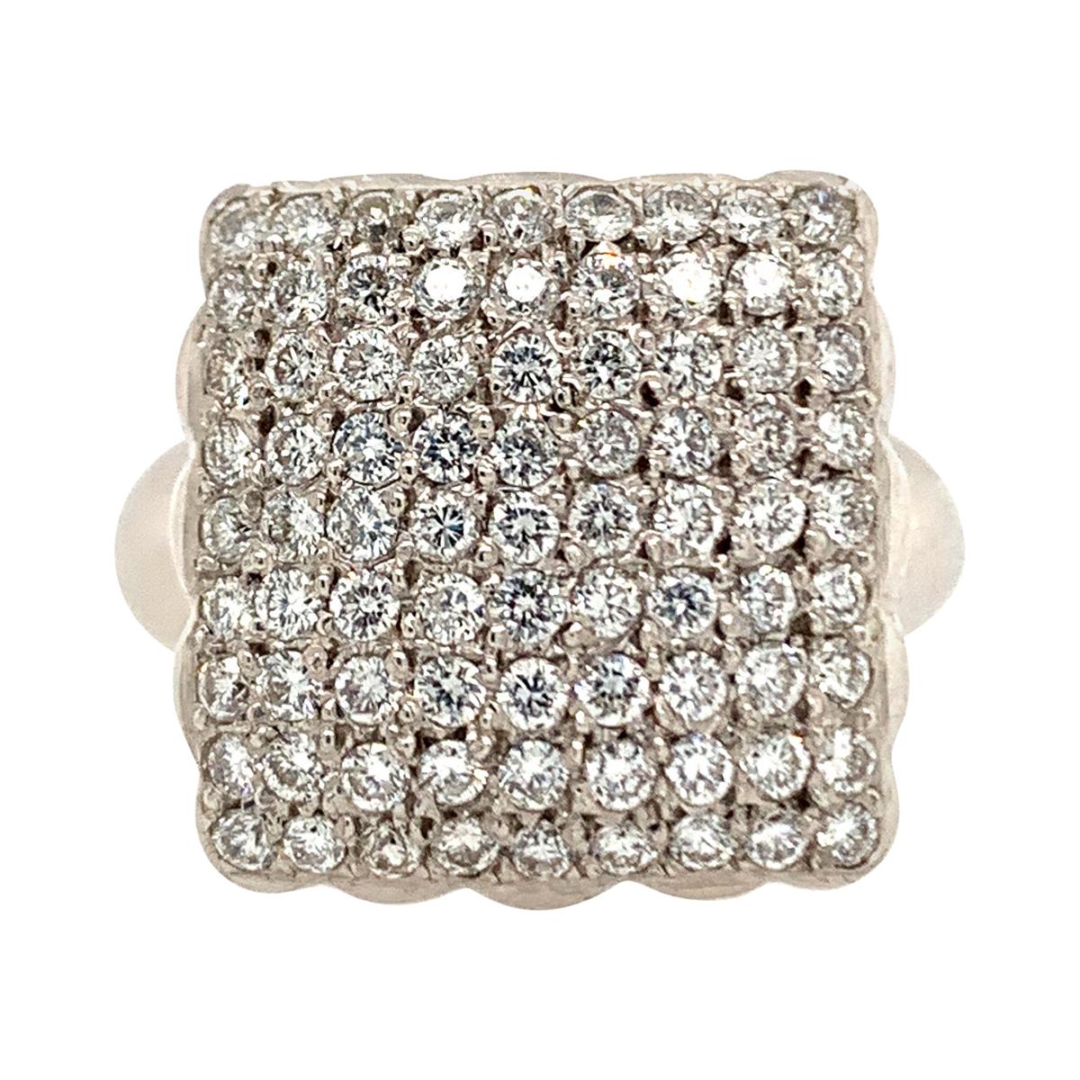 Square Diamond Pave Ring For Sale