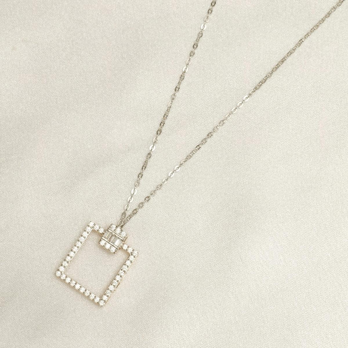 Quadratische Diamant-Anhänger-Halskette aus 14k massivem Gold (zertifiziert) im Zustand „Neu“ im Angebot in New Delhi, DL