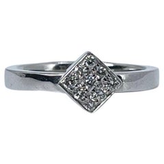 Square Diamond Ring Pave Set Ring 18KT White Gold Diamond Ring