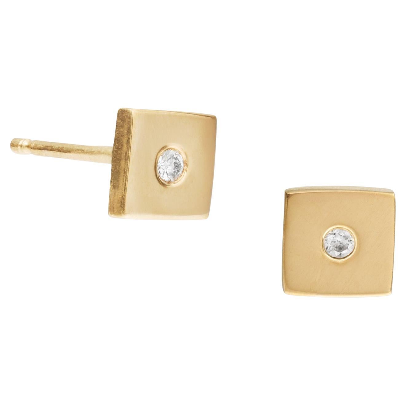 Borchie quadrate con diamante in vendita