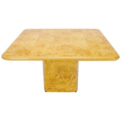 Square Dining Conference Table Wrapped in Burl Wood by Habitat