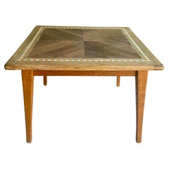 Square Dining / Game Table with Yellow and White Tile Accent, France, 1950's