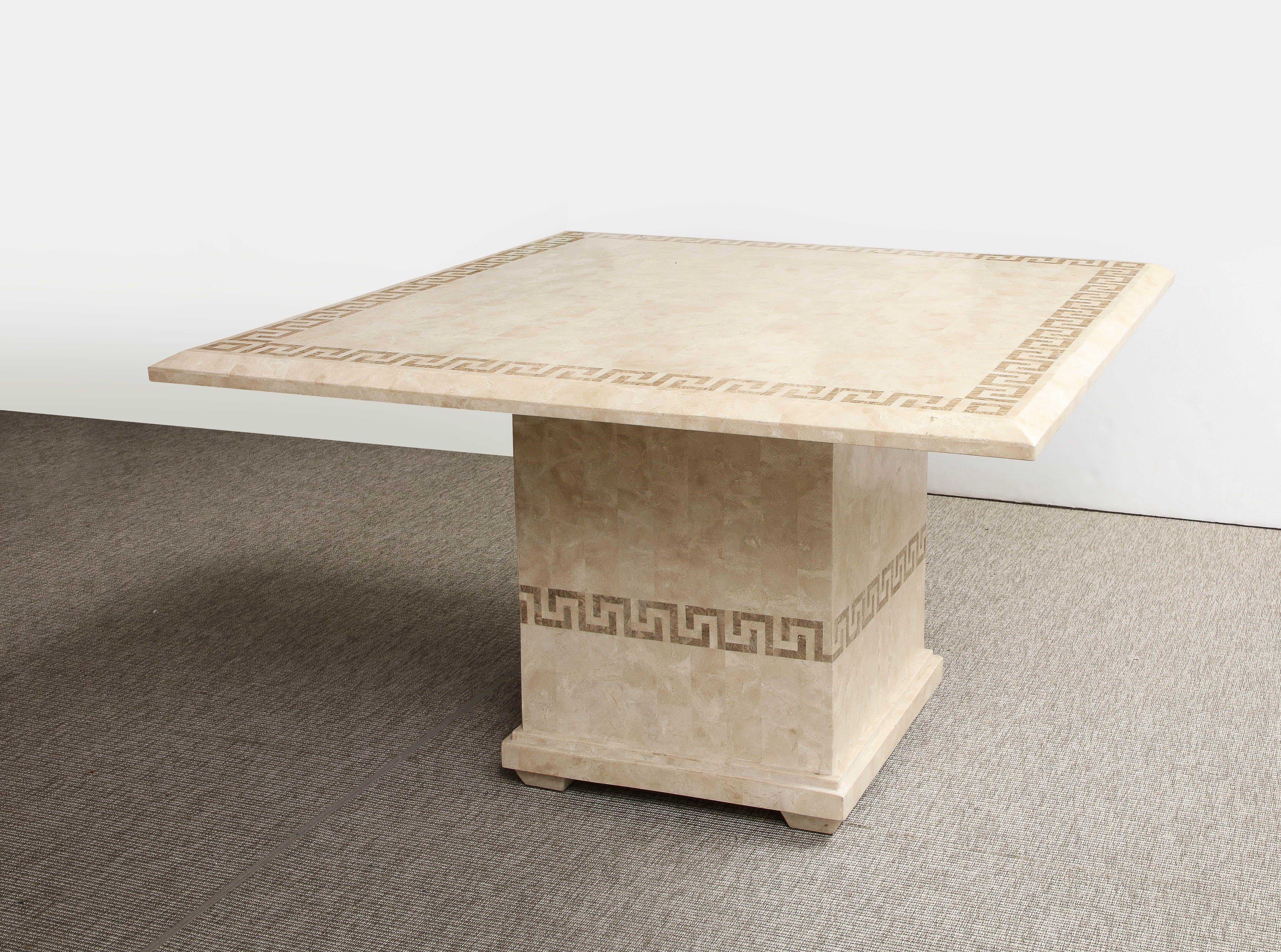20th Century Square Dining or Conference Table With Greek Key Motif For Sale