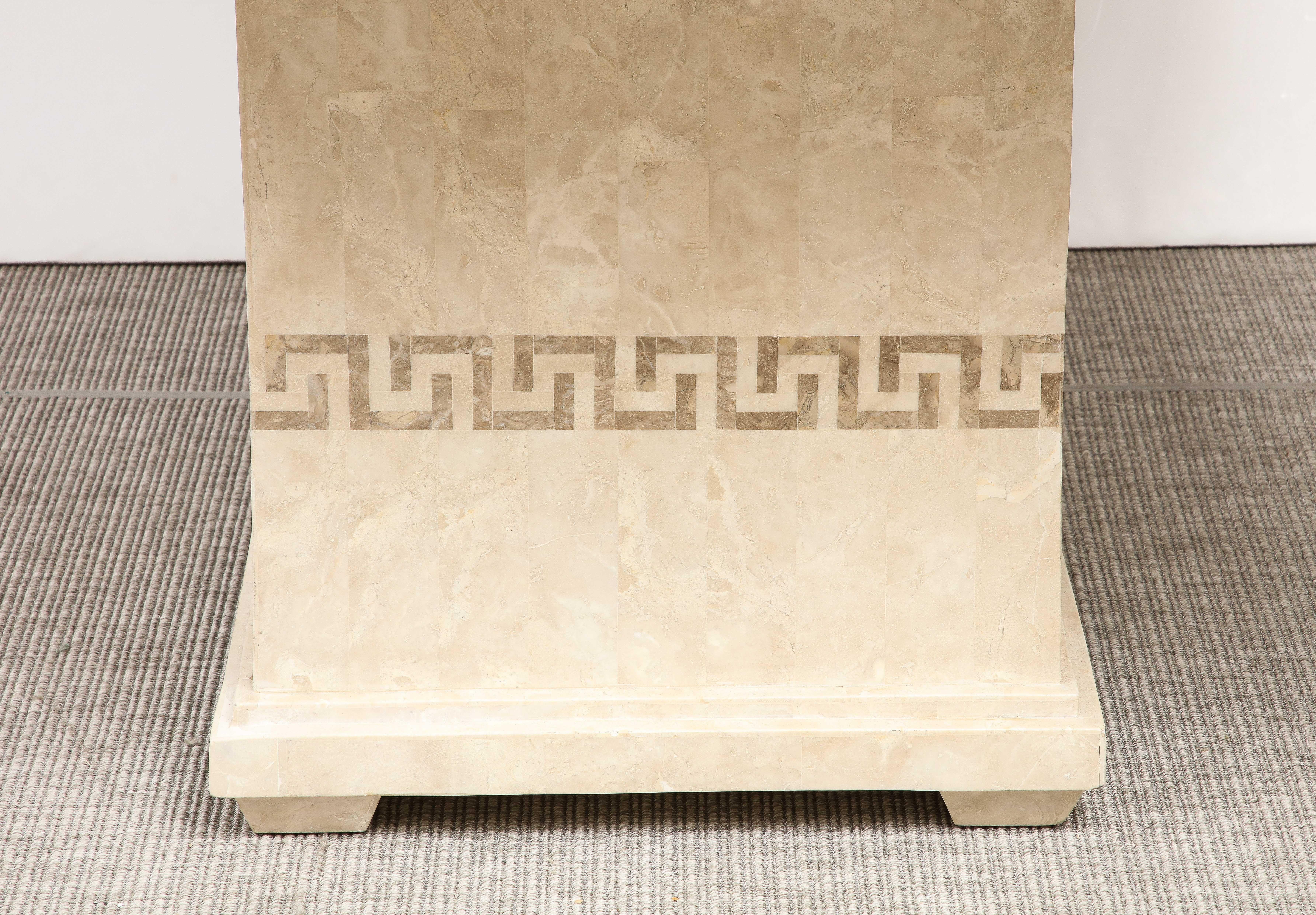 Marble Square Dining or Conference Table With Greek Key Motif For Sale