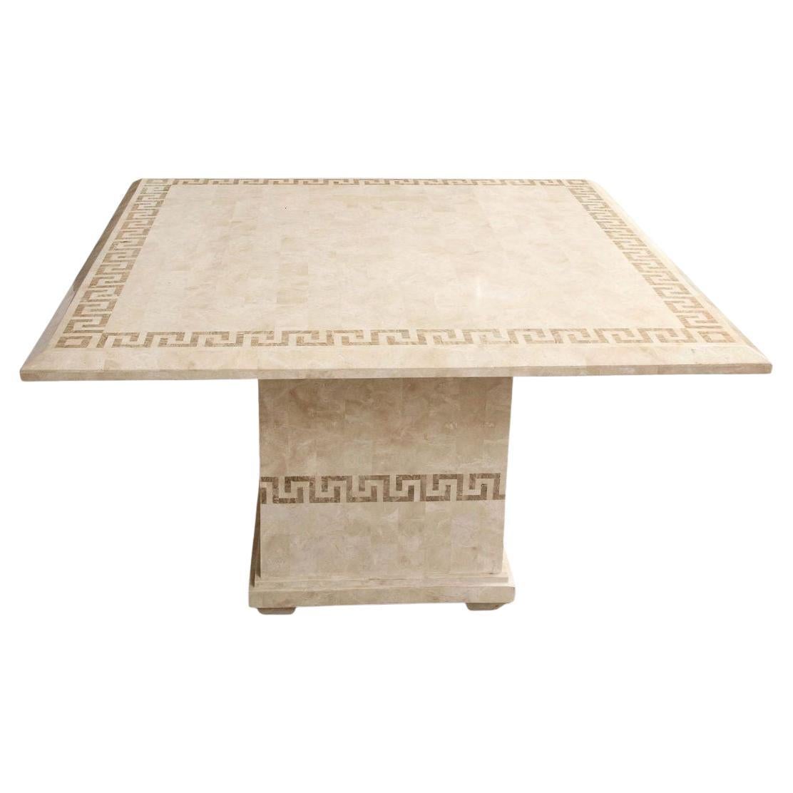 Table de salle à manger ou de conférence carrée à motif de clé grecque en vente