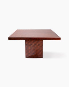 Square Dining Table for Turri with Dyed Banana Leaf Weaving ontop of Wood, 1970s