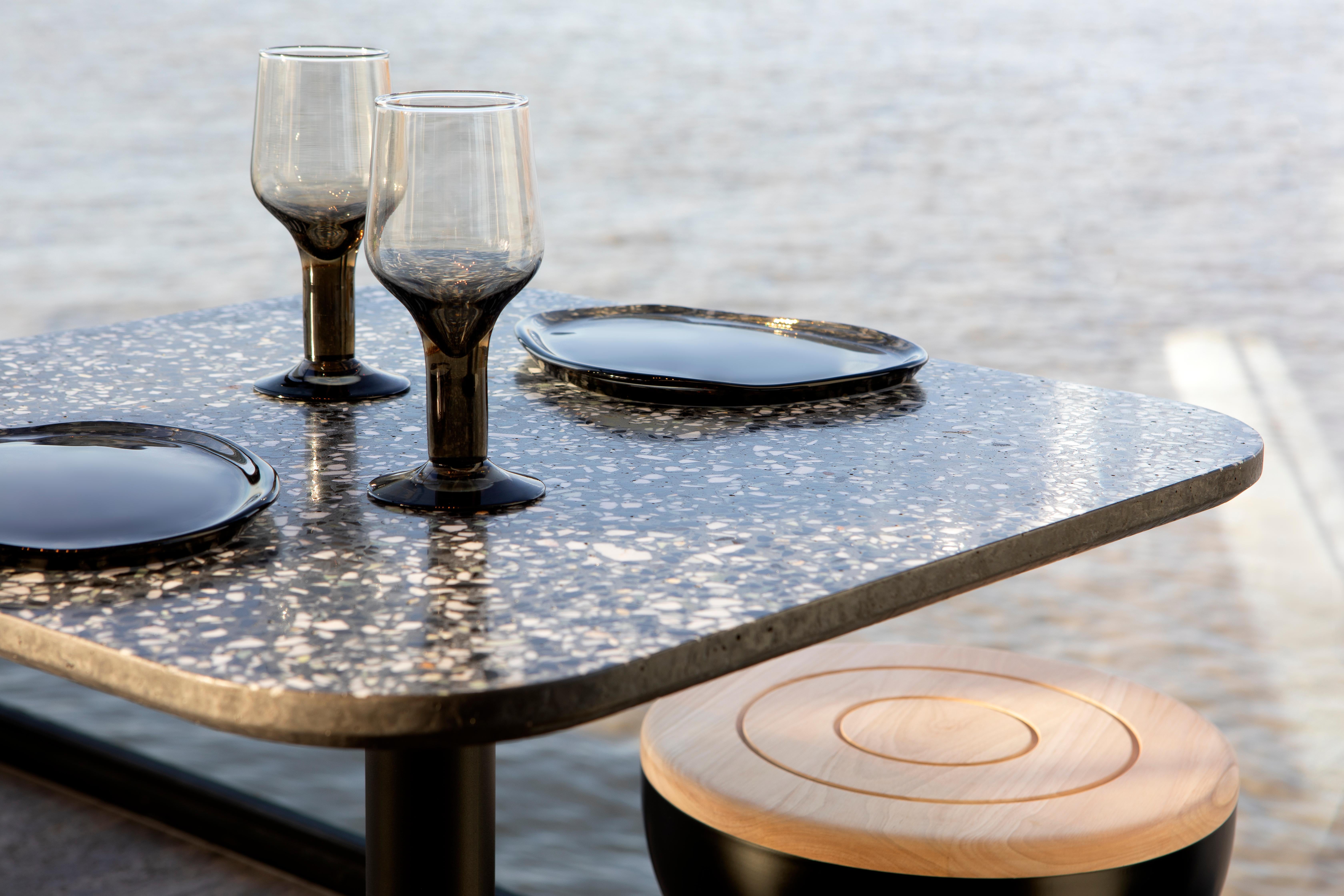 'I' is a collection of tables: coffee / side tables, dining tables, bar tables. 
The base and the structures are in steel, and the table top is in terrazzo.
by Bentu design


Many models available:

Square dining table - Terrazzo black /