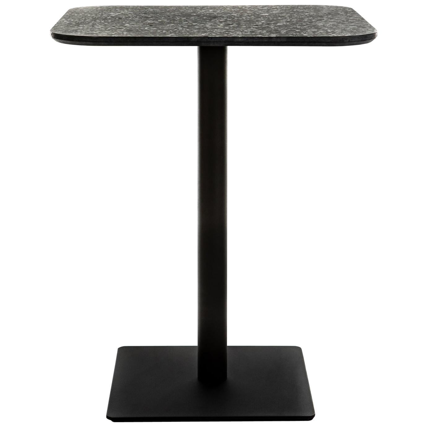 Square Dining Table 'i' in Black Terrazzo For Sale
