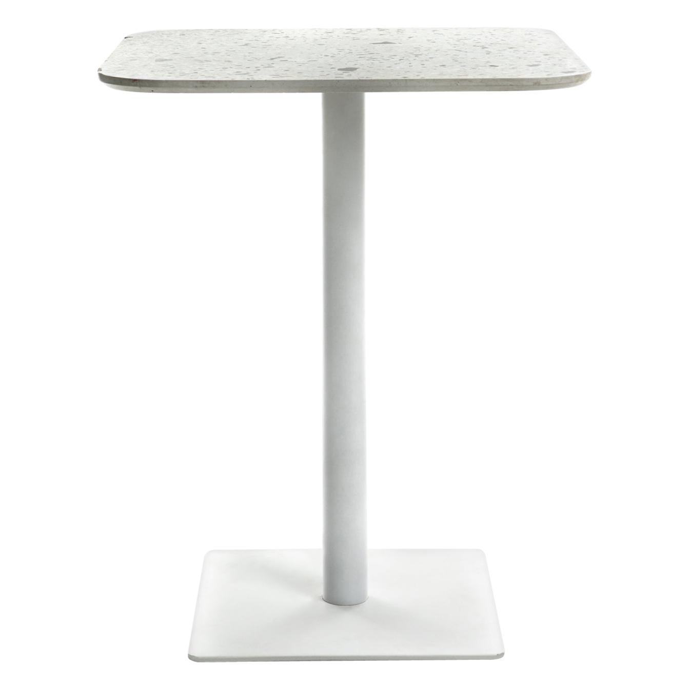 Square Dining Table 'I' in White Terrazzo