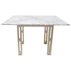Square Dining Table in Carrara Marble and Beechwood