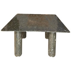 Square Dining Table in Silver and Gray Labradorite Stone