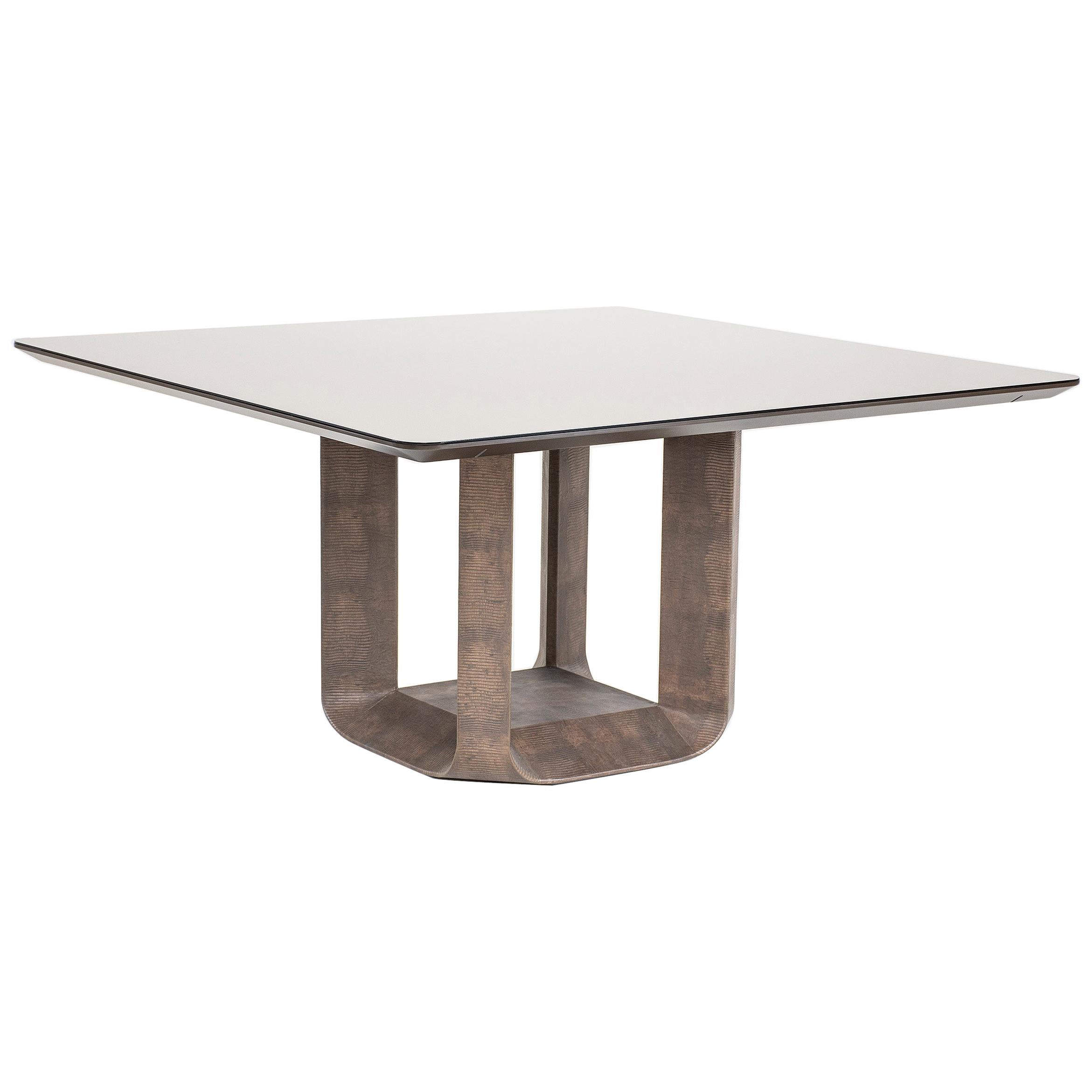 Square Dining Table Leather Edition, Contour For Sale