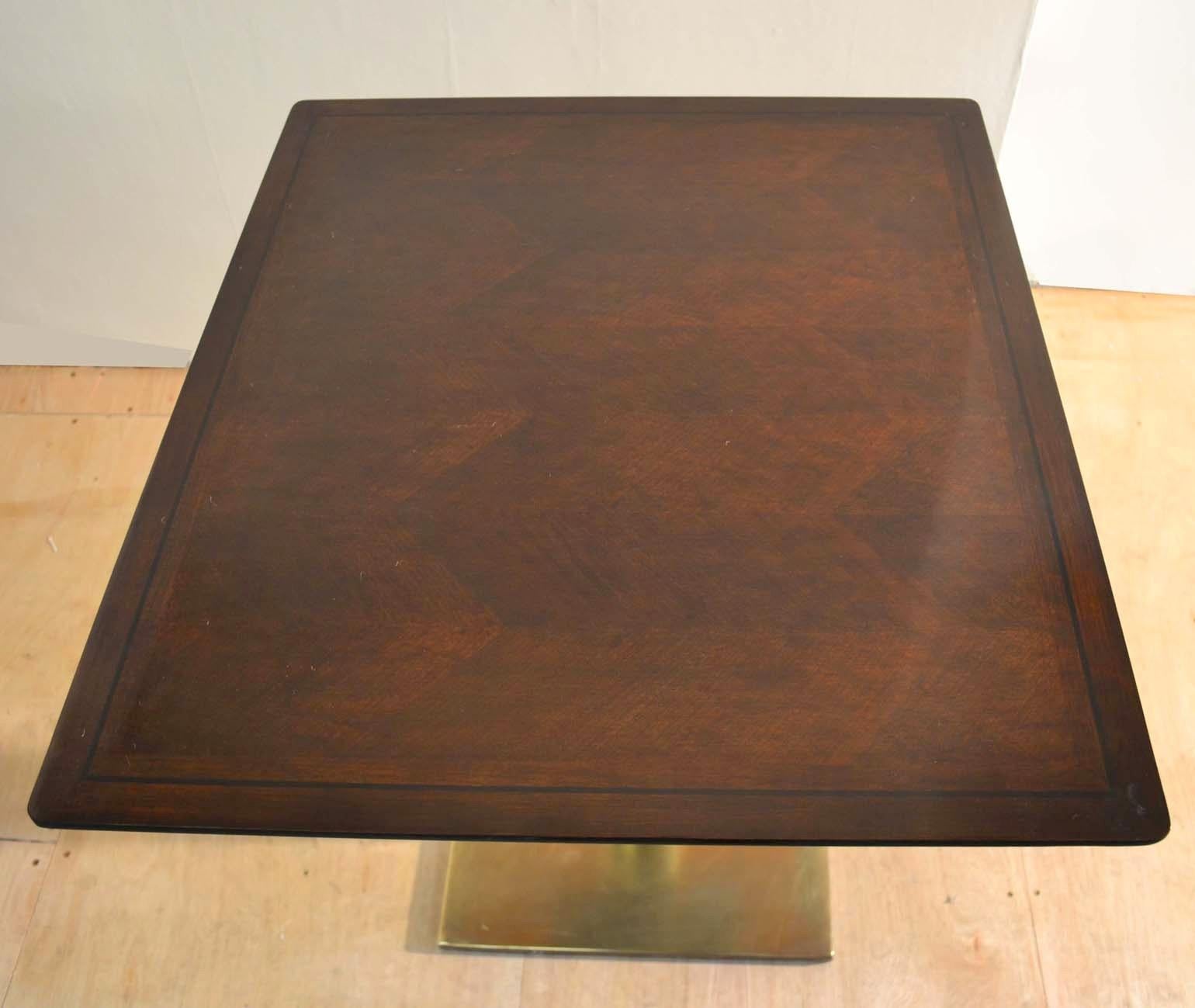 Square Dining Table on Centre Base and Bronze Foot In Excellent Condition In London, GB