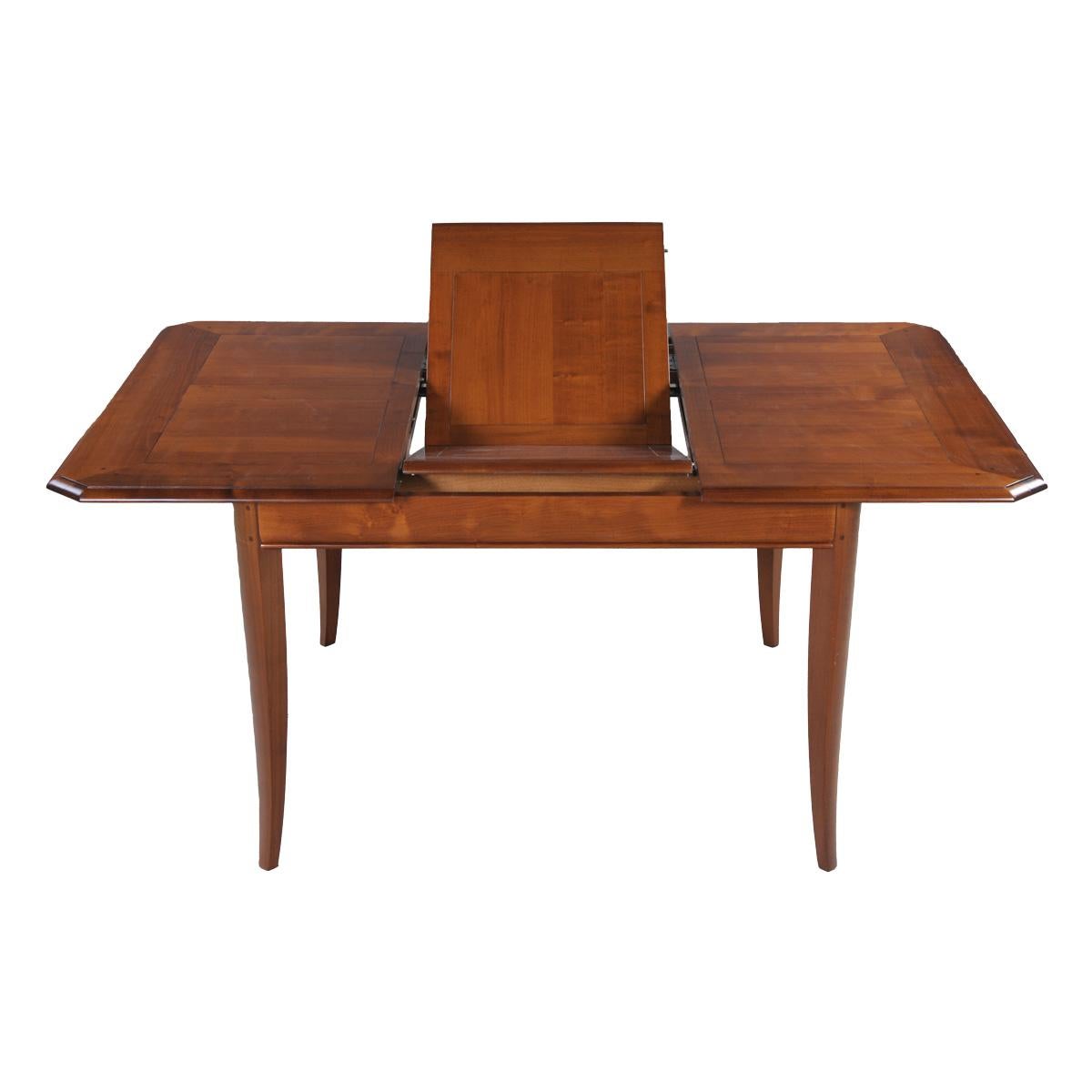 Square Dining Table with Extension in Solid Cherry, French Countryside Style In New Condition For Sale In Landivy, FR