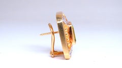 Square Domed Bead Spanish Revival Earrings 18kt 12507