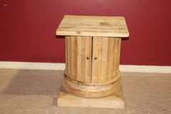 Square Doric Column Style End Table Center Table Base with Doors in Pine