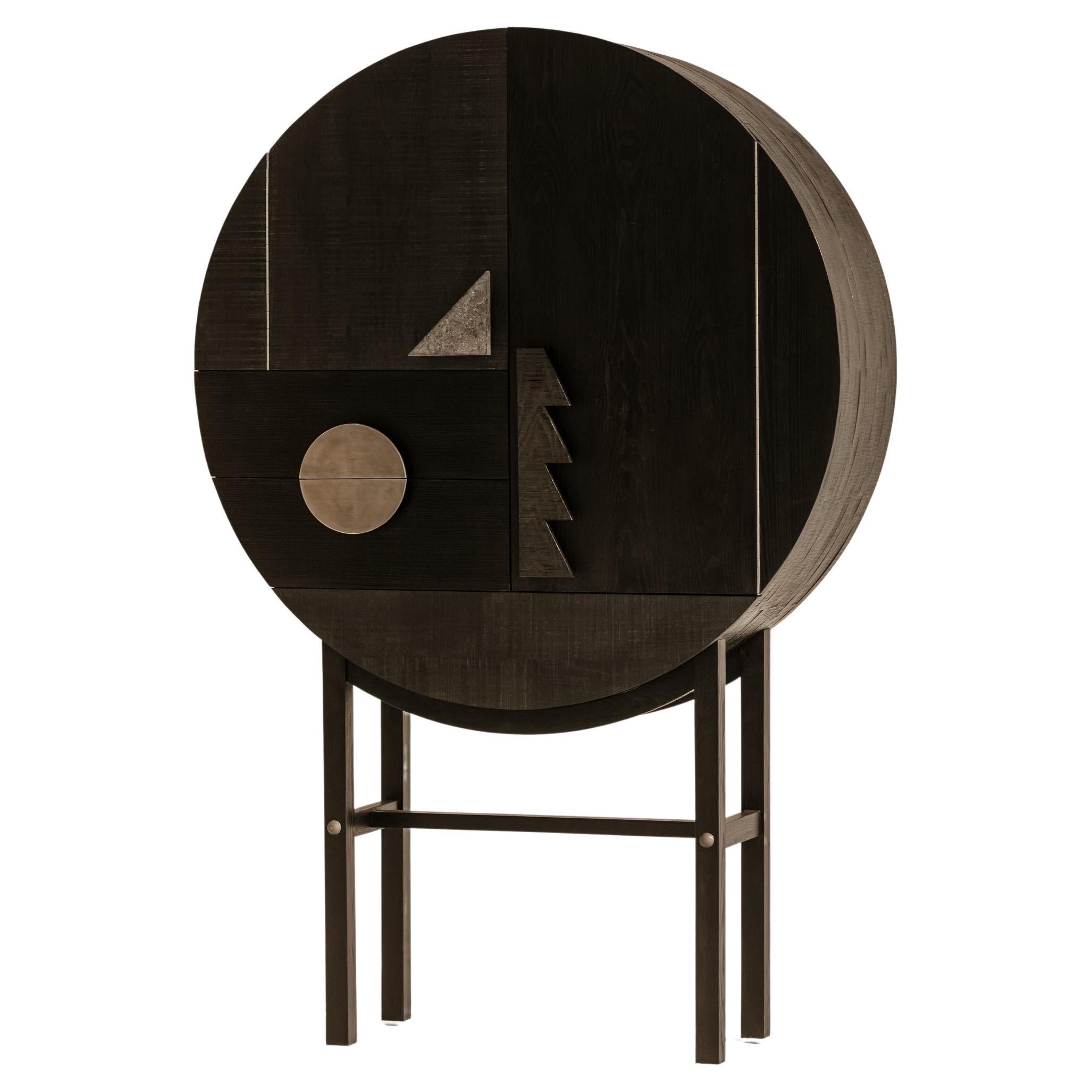 Square Drop Black Cabinet by Nów For Sale