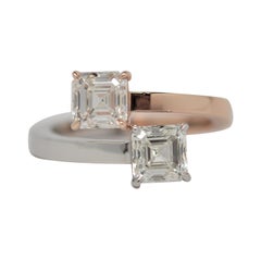 Square Emerald Cut By Pass Ring in Platinum & 18k Gold, 1.82ct GIA Certified