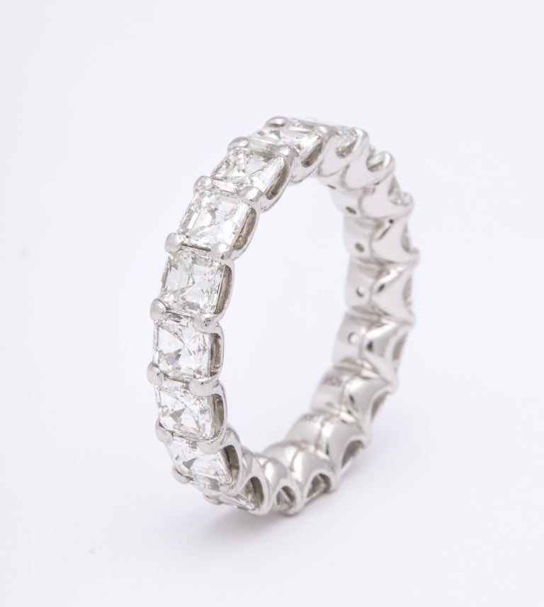Square Emerald Cut Diamond Platinum Eternity Band Ring For Sale at 1stdibs