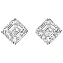 Square Emerald-Cut Diamond Stud Earrings '6.07 Carat'