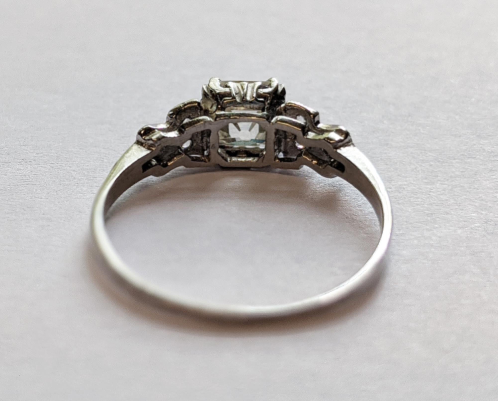 Square Cut Square Emerald Diamond Engagement Ring, circa 1920s For Sale