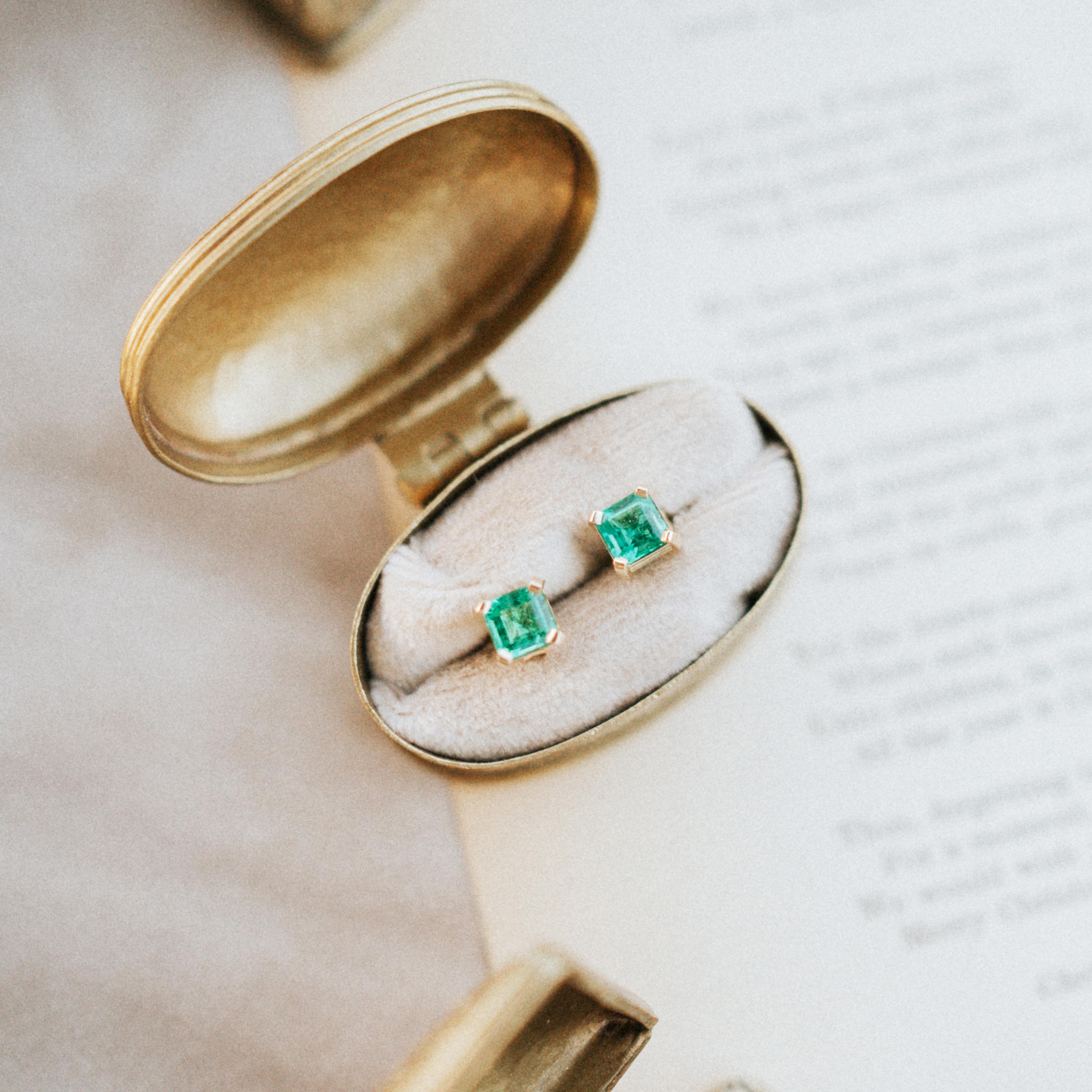 square emerald earrings