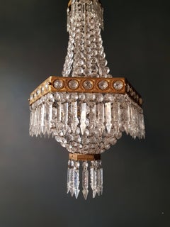 Square Empire Chandelier Crystal Sac a Pearl Lamp Lustre Art Nouveau