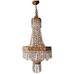 Square Empire Chandelier Crystal Sac a Pearl Lamp Lustre Art Nouveau