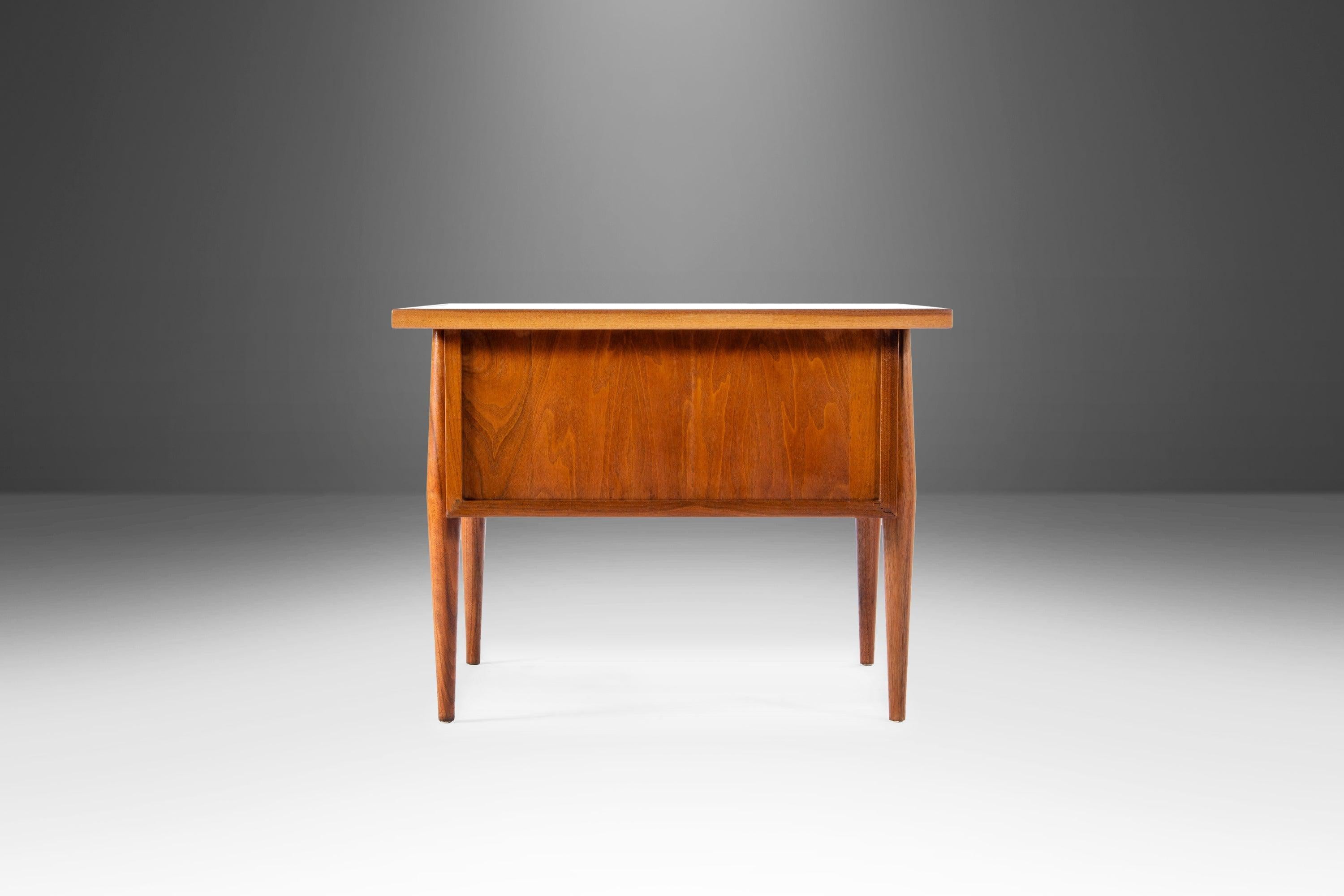 American End Table Table in Cane and Walnut by Jack Cartwright for Founders, USA, c 1960s