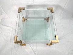 Square End Table, Lucite and Brass, 1970