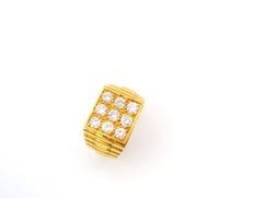 1.35 Carat Diamond Square Faced 22 Karat Yellow Gold Men's Ring