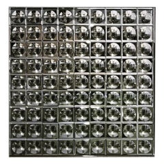 Square Faceted Wall Mirror in Chrome, 1970s Style