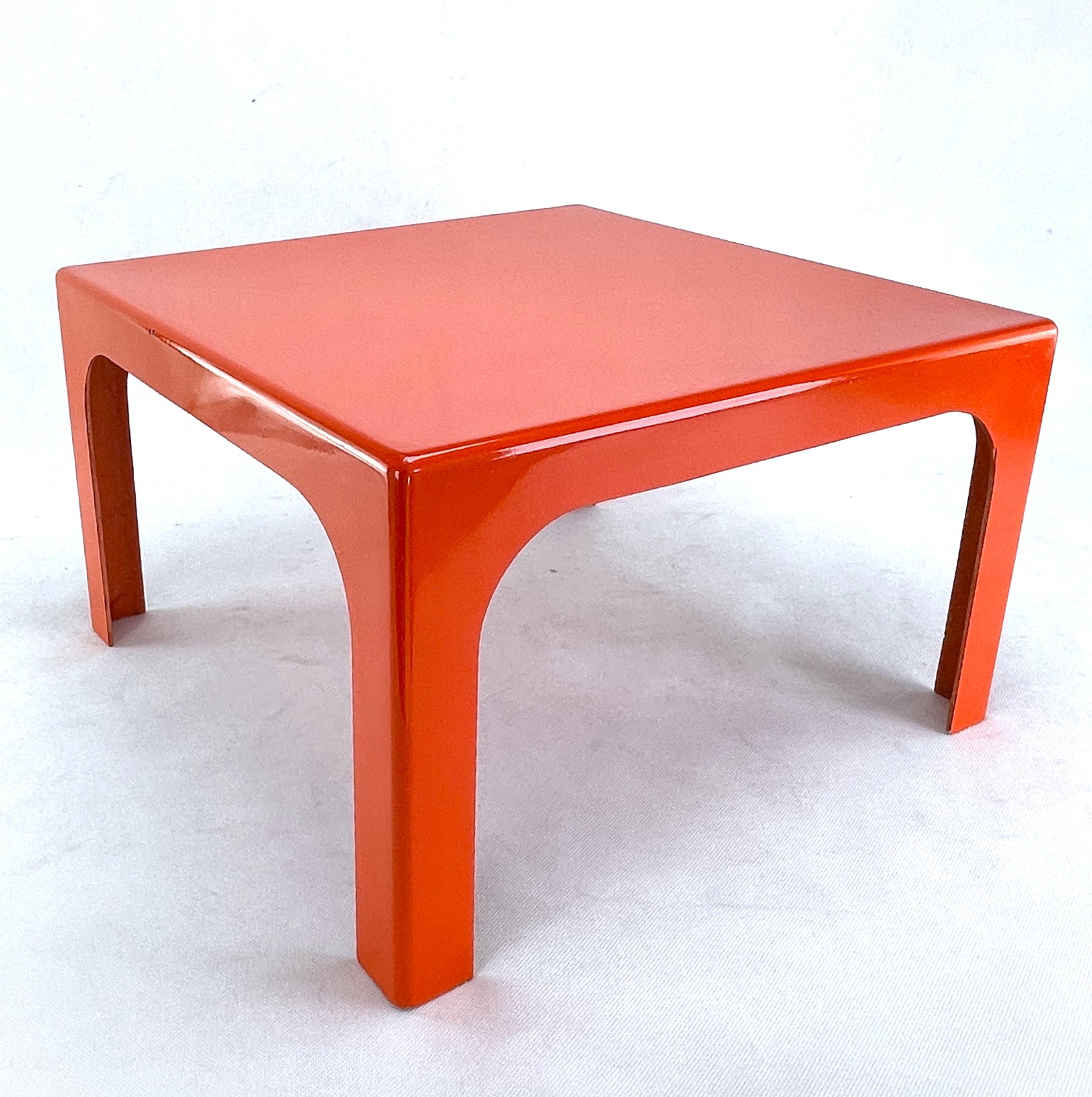 Late 20th Century Square fiberglass side table in orange, 1970s For Sale