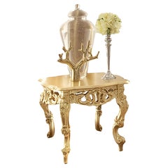 Square Figured Side Table in Complete Gold Leaf Finishing by Modenese