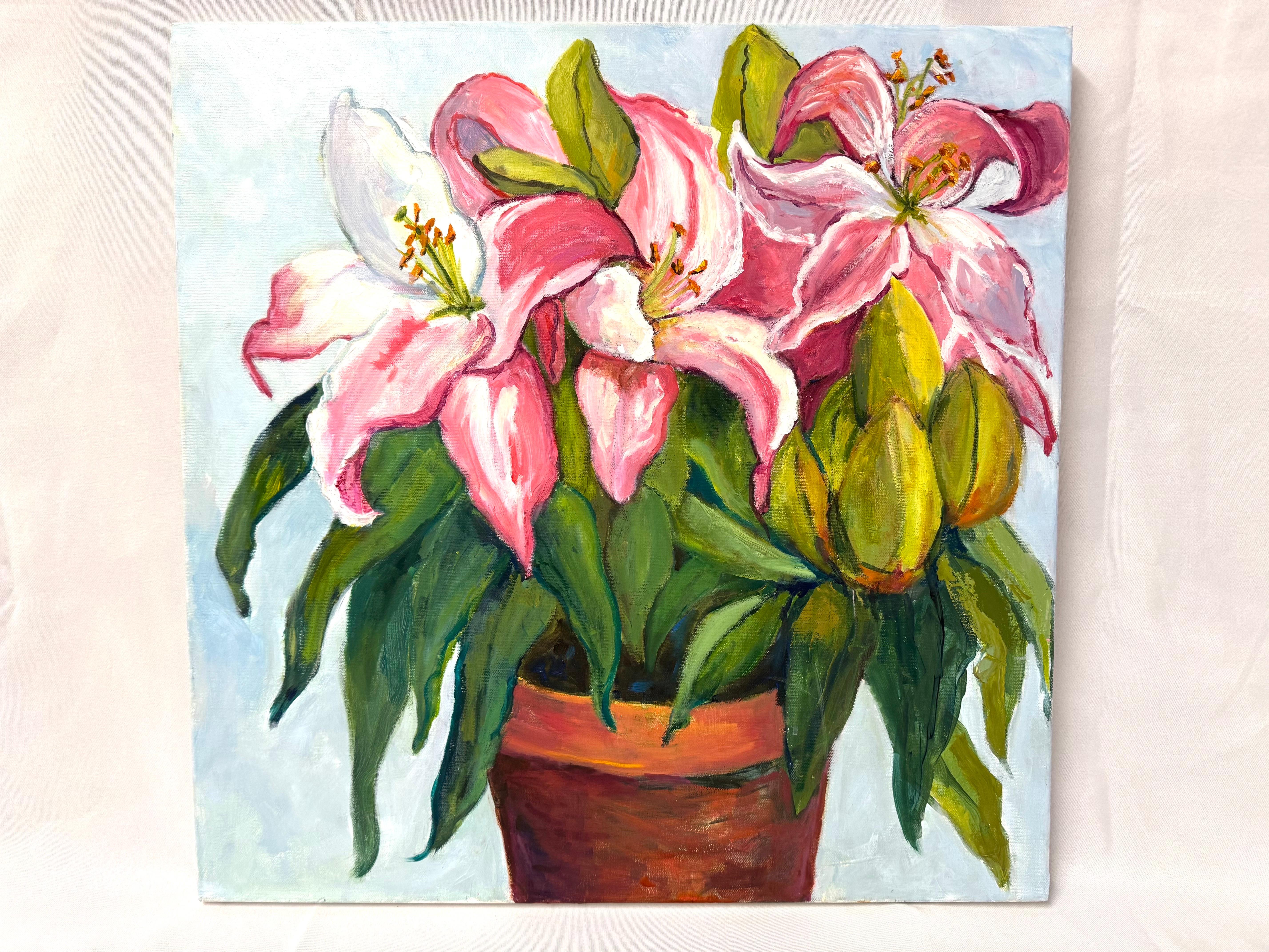 Contemporary Square Floral Floral Painting For Sale