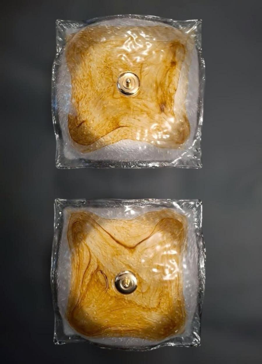Square Flush Mount / Sconce by Mazzega, 2 Available For Sale 3