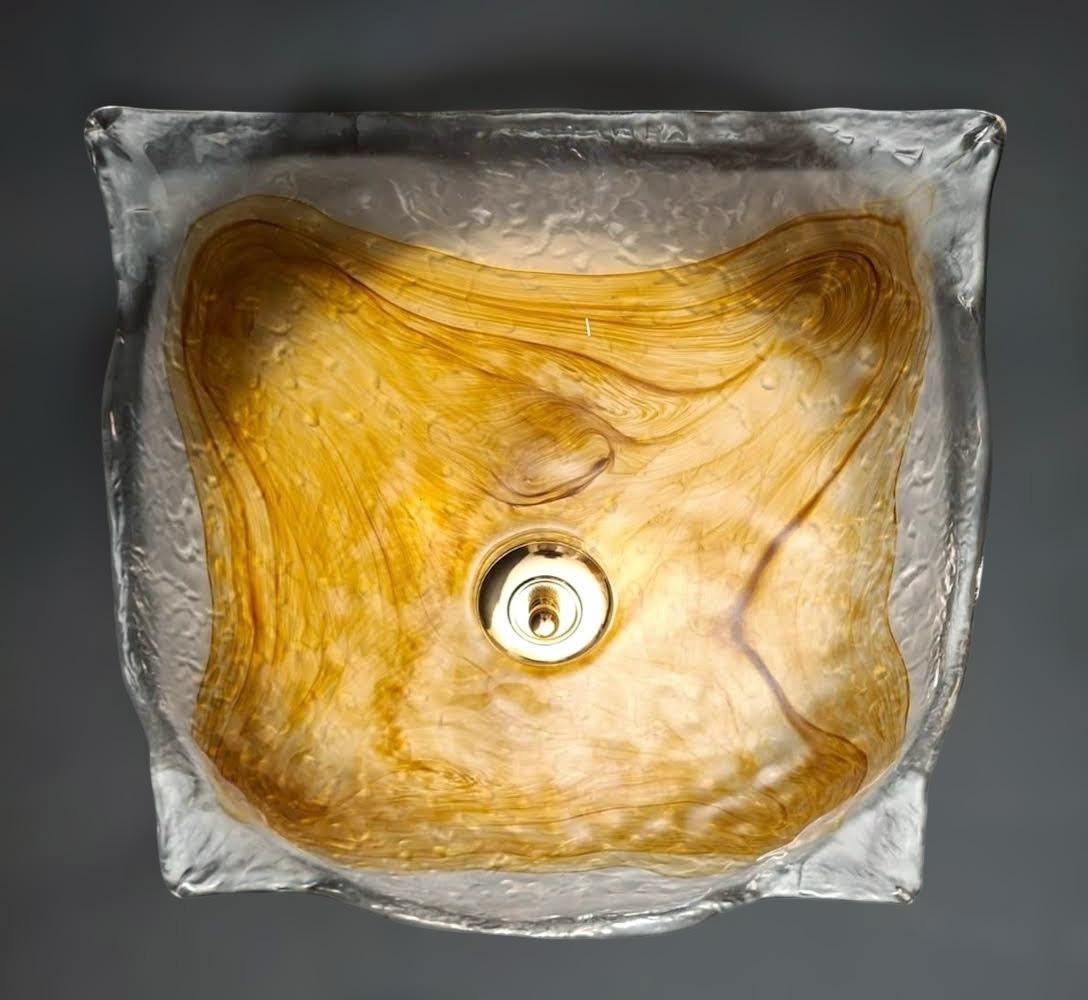 Mid-Century Modern Square Flush Mount / Sconce by Mazzega, 2 Available For Sale