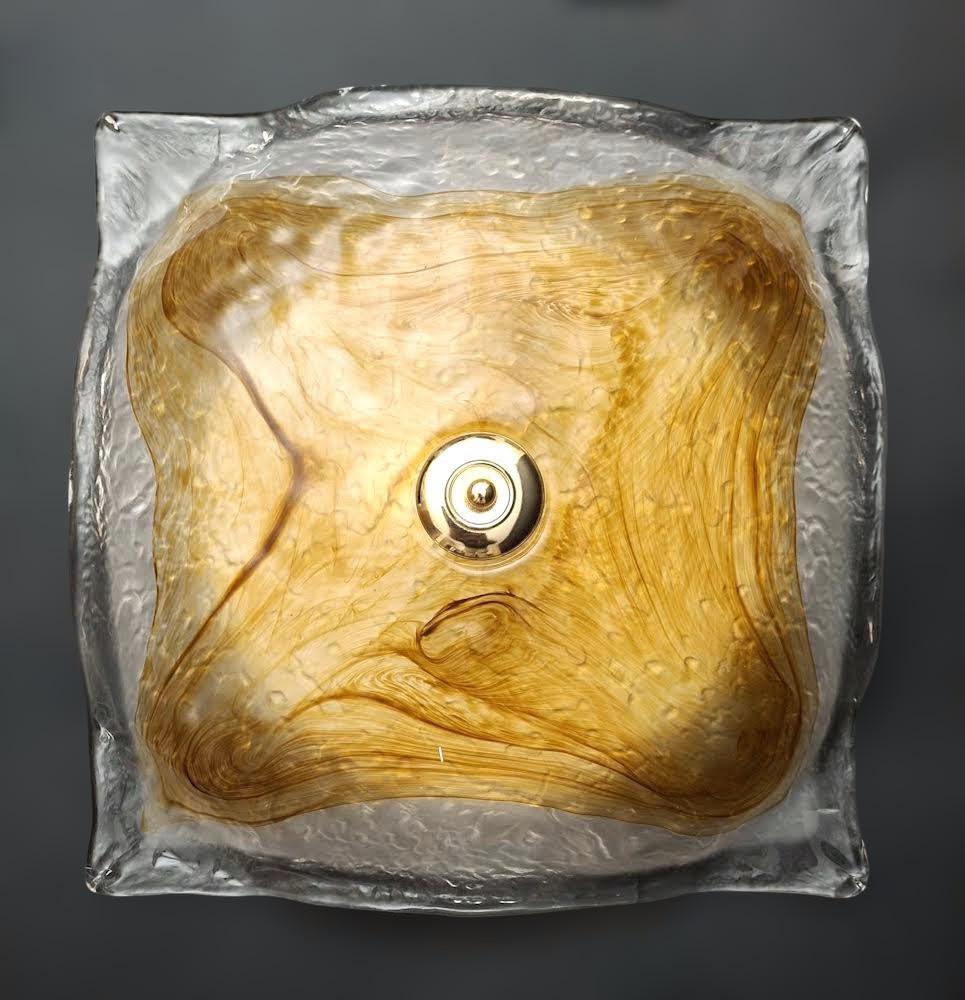 Square Flush Mount / Sconce by Mazzega, 2 Available In Good Condition For Sale In Los Angeles, CA