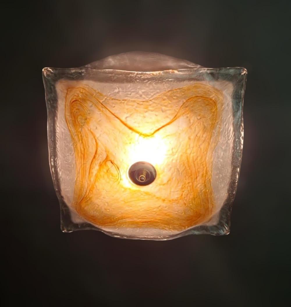Square Flush Mount / Sconce by Mazzega, 2 Available For Sale 1