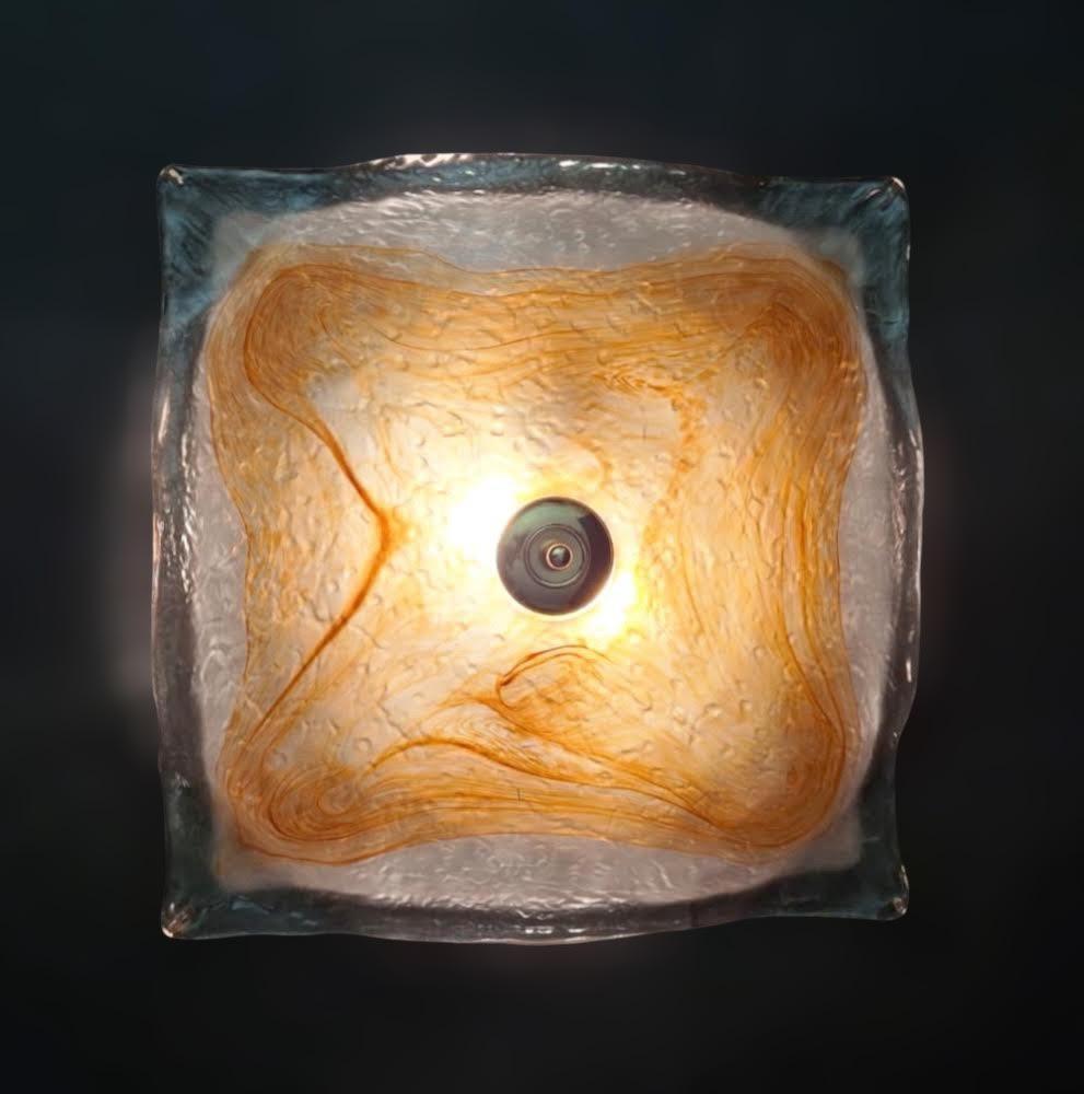 Square Flush Mount / Sconce by Mazzega, 2 Available For Sale 2